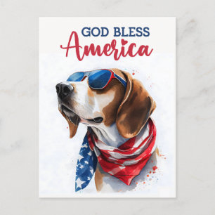 Postal Beagle Patriótico, Deus Abençoe a América Cartão P