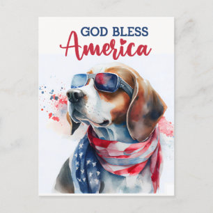 Postal Beagle Patriótico, Deus Abençoe a América Cartão P