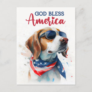 Postal Beagle Patriótico, Deus Abençoe a América Cartão P