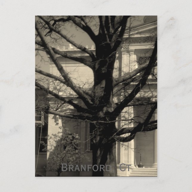 Postal Biblioteca, Branford, cartão do Ct (Frente)