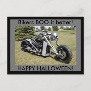 Postal Bikers BOO melhor Cartão de Dia das Bruxas Feliz