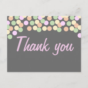 Postal Bolinhas Confetti Obrigado postar cartão