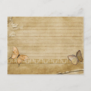 Postal Borboleta Vintage de Cartão de Receita de Casament