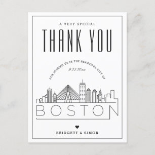 Postal Boston Wedding Obrigados para o Vindo! Cartão Po