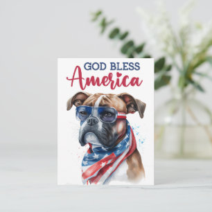 Postal Boxeador Patriótico, Deus Abençoe a América Cartão