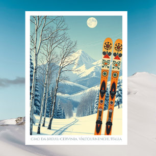 Postal Breuil Cervinia Valtornenche Italia ski Cartão pos