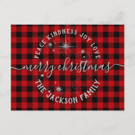 Postal Buffalo Xadrez Silver Script Feliz Cartão de Natal