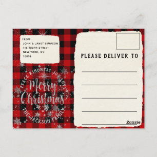 Postal Buffalo Xadrez Silver Script Feliz Cartão de Natal