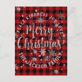 Postal Buffalo Xadrez Silver Script Feliz Cartão de Natal