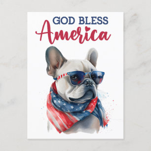Postal Bulldog Francês, Deus Abençoe a América Cartão Pos