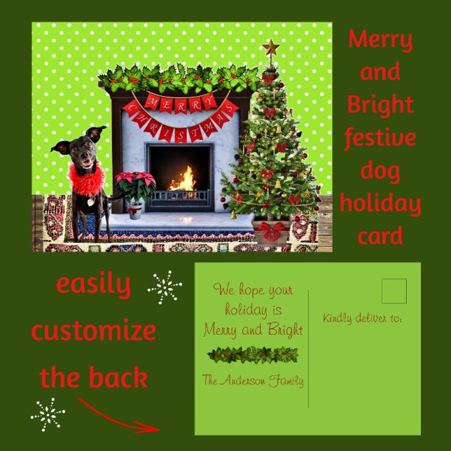 Postal Cachorro Festivo Cachorro Feliz Cartão de Natal Fe (Criador carregado)