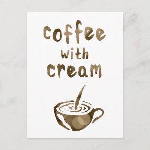 Postal café com cartão de comentário creme