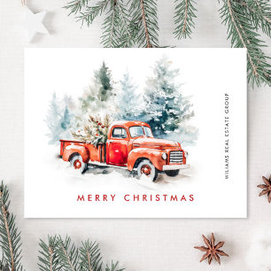 Postal Caminhão de fazenda vermelho retrô cartão de Natal