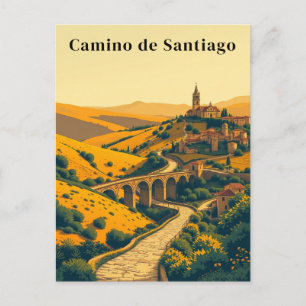 Postal Caminho de Santiago Cartão de Viagem Vintage Pereg