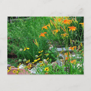 Postal Caminho do Jardim de Flores Fotografia Cartão Post