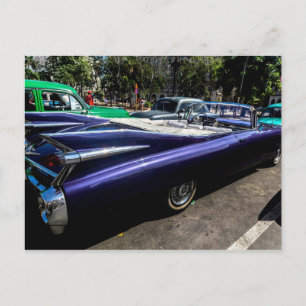 Postal Carros Clássicos de Cuba Conversível Roxo Cartão P