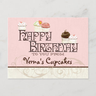 Postal Carta V Parabéns Cupcake de Aniversário Cartão Pos