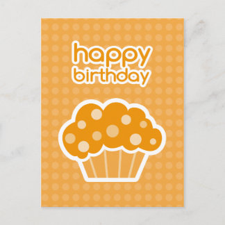 Postal cartão alaranjado do cupcake do feliz aniversario