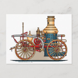 Postal Cartão antigo do Pumper do vapor do carro de