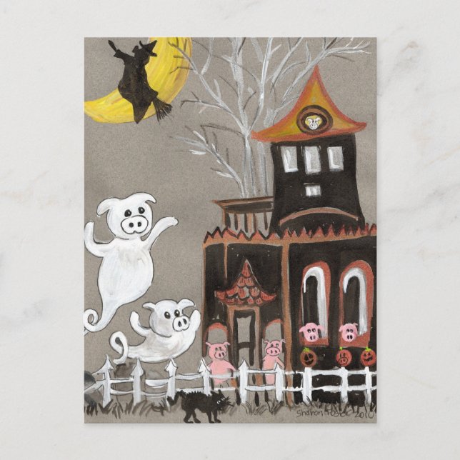 Postal Cartão assombrado fantasmas da casa do porco (Frente)