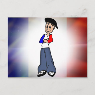 Postal Cartão bandeira & dos desenhos animados franceses