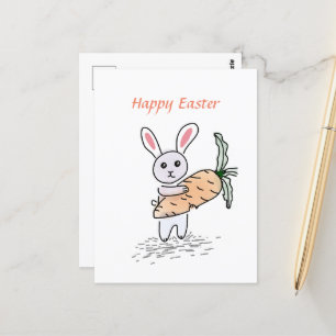 Postal Cartão Bonito De Felz pascoa Coelhinho