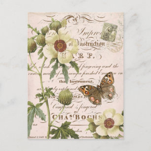 Postal Cartão botânico floral do vintage