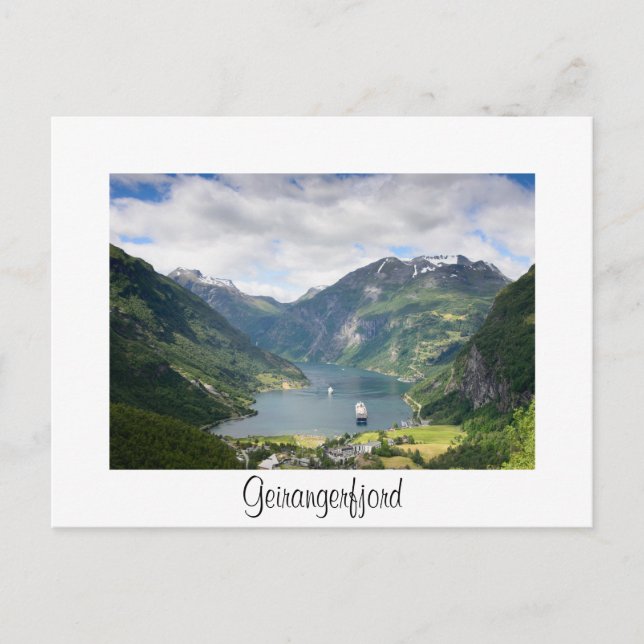 Postal Cartão branco de passagem para o Geirangerfjord (Frente)