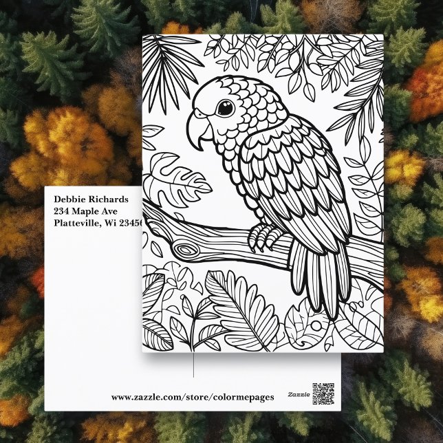 Postal Cartão Color Me | Amazon Parrot (Criador carregado)