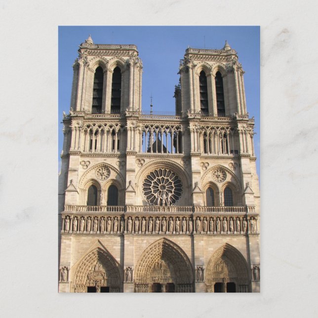 Postal Cartão com catedral do Notre Dame de Paris (Frente)