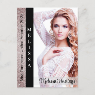 Postal Cartão com fotos Autografo Pageant Tuxedo Glitz