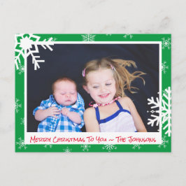 Postal Cartão com fotos da Família Flocos de Neve verde N