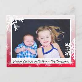 Postal Cartão com fotos da Família Flocos de Neve Vermelh