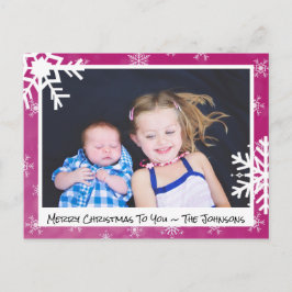 Postal Cartão com fotos da Família Magenta Snowflakes