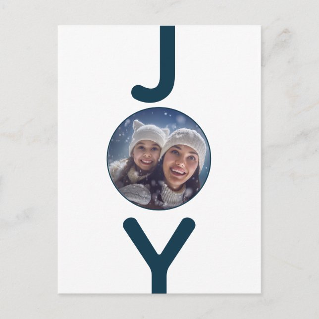 Postal Cartão com fotos de alegria azul-natalino (Frente)