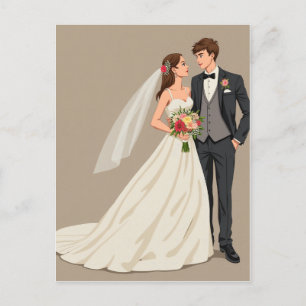 Postal cartão com fotos de casamento