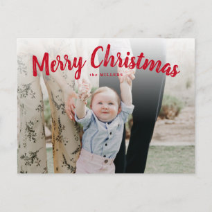 Postal Cartão com fotos de Natal Red Merry, horizontal