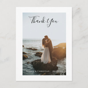Postal Cartão com fotos do casamento moderno Obrigado Car
