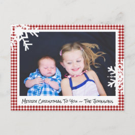 Postal Cartão com fotos Feliz Natal da Xadrez Vermelha