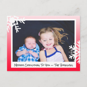 Postal Cartão com fotos Feliz Natal Red Snowflakes
