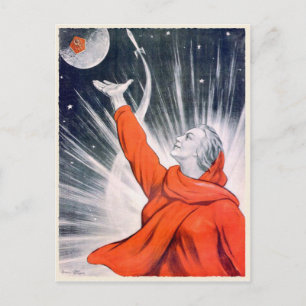 Postal Cartão com impressão da propaganda de URSS do