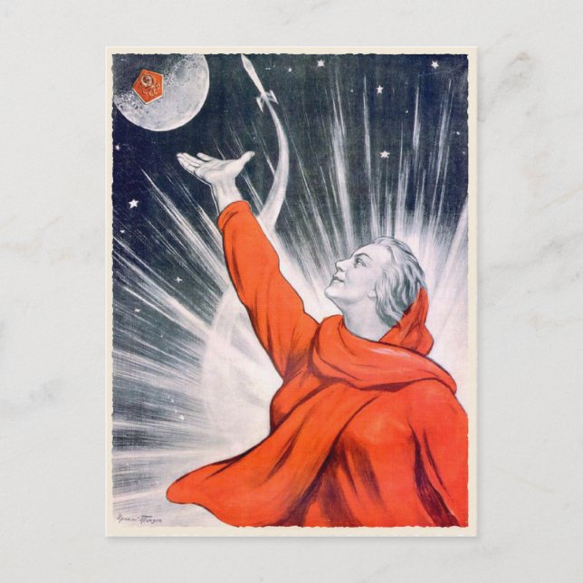 Postal Cartão com impressão da propaganda de URSS do (Frente)