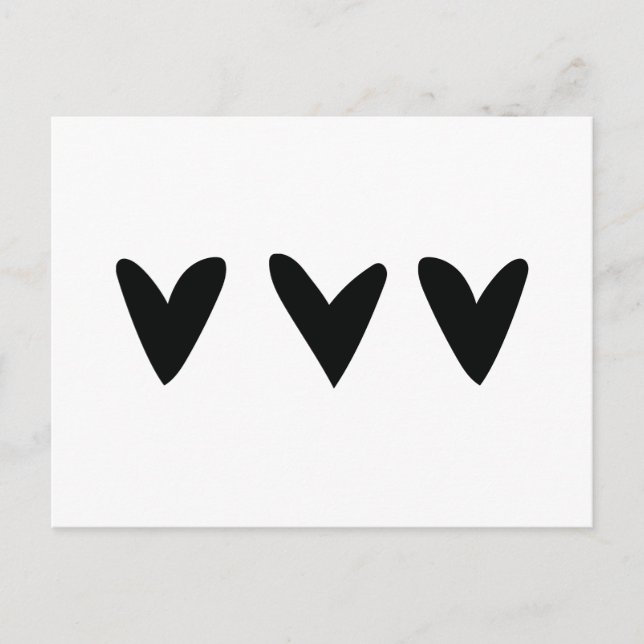 Postal Cartão com três corações pretos giros (Frente)