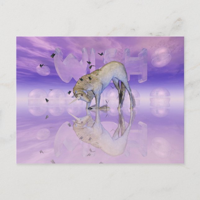 Postal cartão com Unicorn, Desejo (Frente)