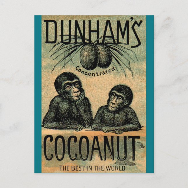 Postal Cartão comercial vitoriano: Dunham's Cocoanut (Frente)