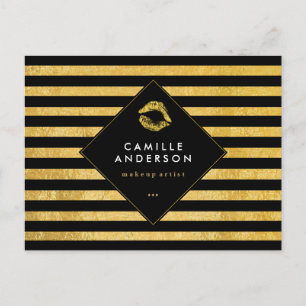 Postal Cartão Comp para Artista de Maquiagem Dourada e P