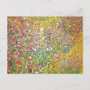Postal Cartão cor-de-rosa das flores de Gustavo Klimt