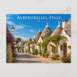 Postal Cartão da Aldeia Ensolarada das Casas Trulli