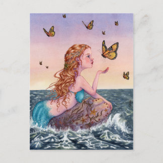 Postal Cartão da arte da sereia - traga-me notícias
