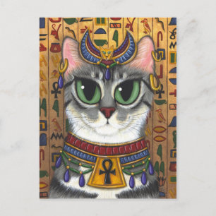 Postal Cartão da arte do gato de Bastet do egípcio da